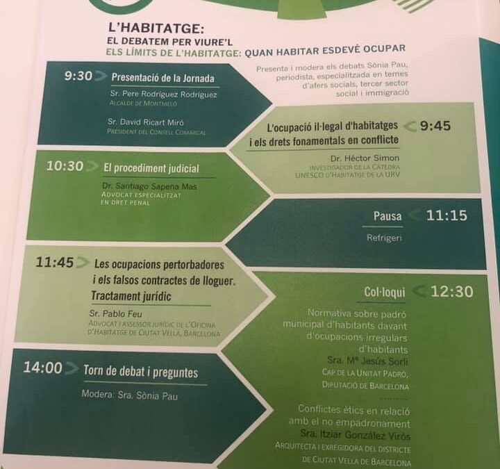 Ponència en una Jornada sobre ocupacions il·legals d’habitatges