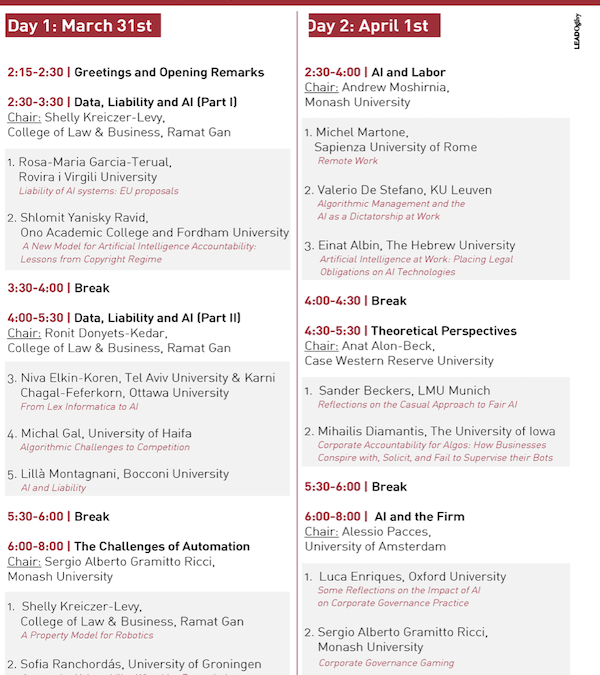 Speaker at the conference «AI challenges to established legal institutions»