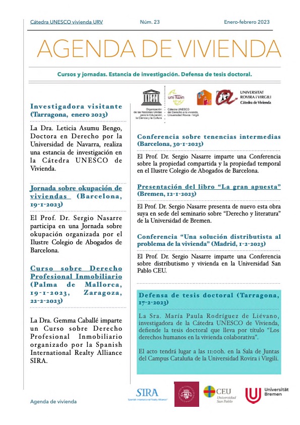 Agenda of the Housing Chair