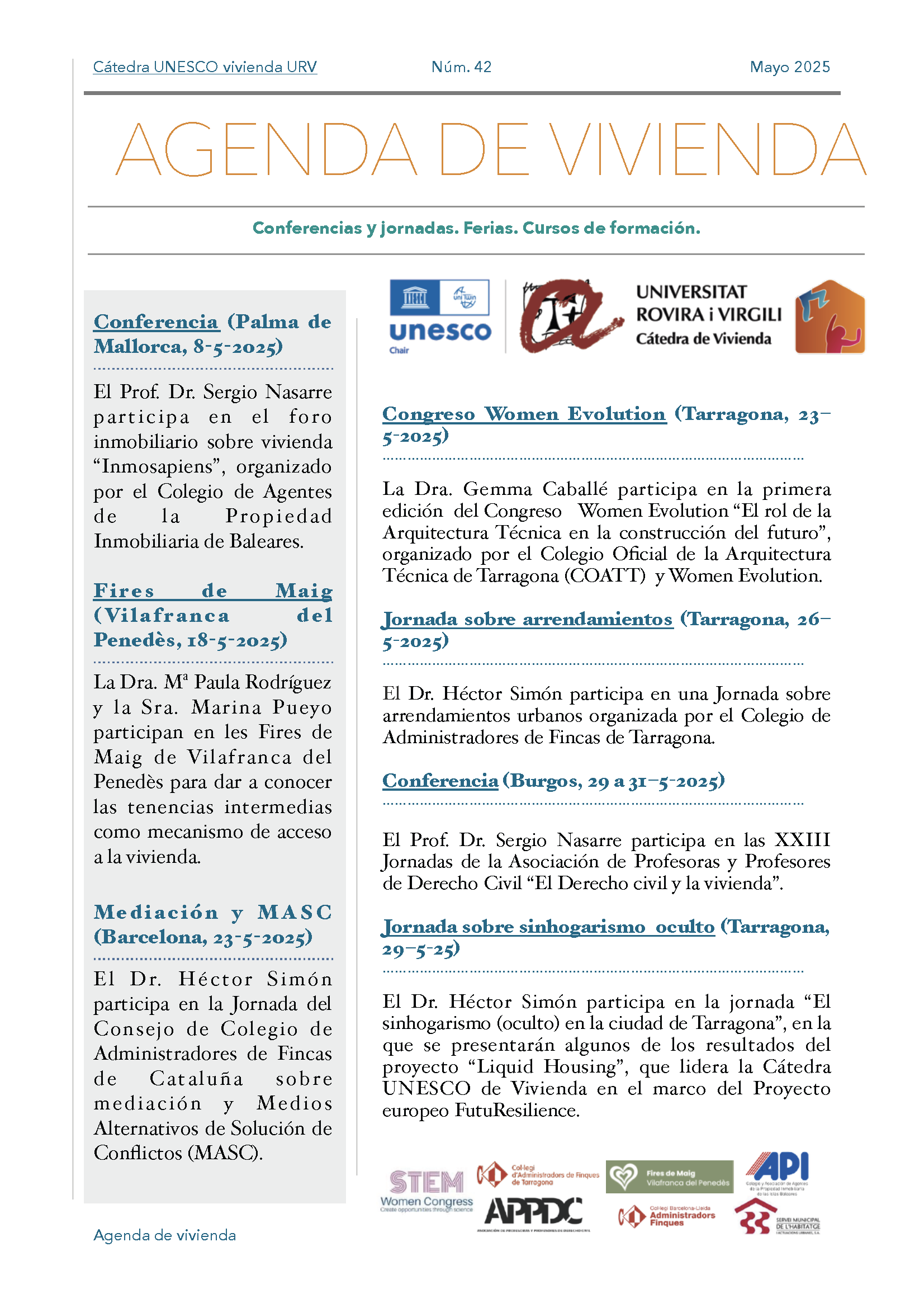 Agenda of the Chair