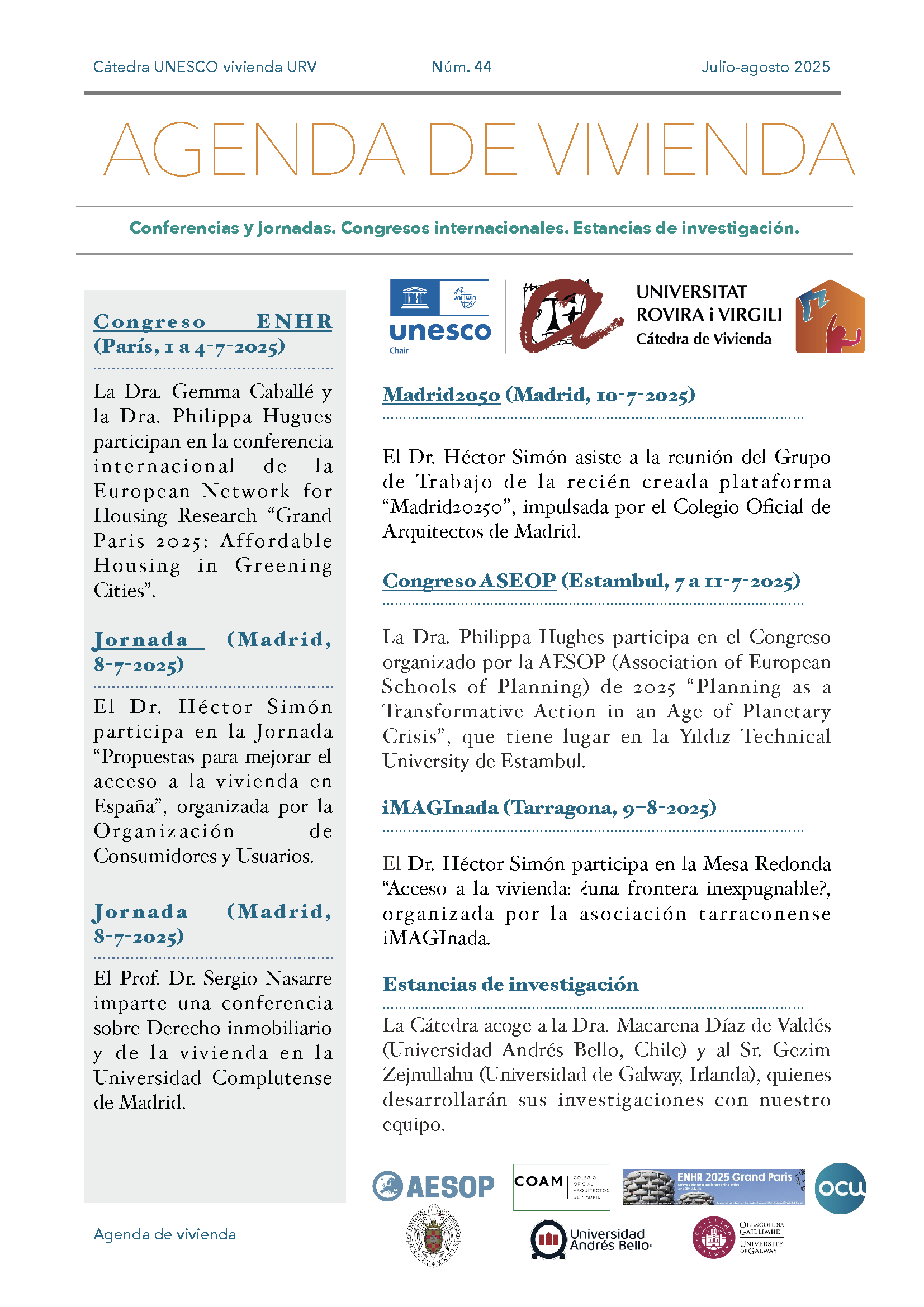 Agenda of the Chair