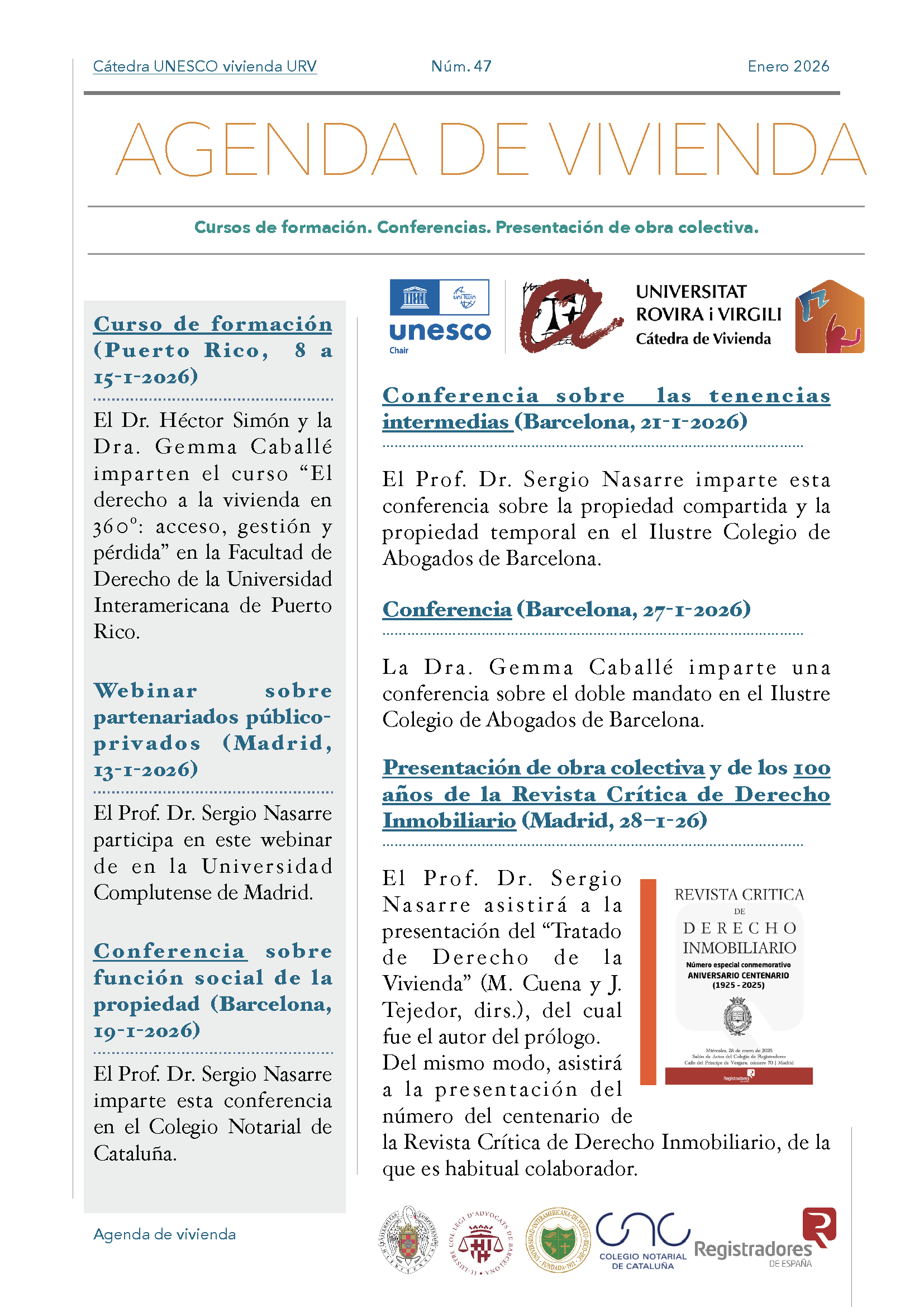 Agenda of the Chair