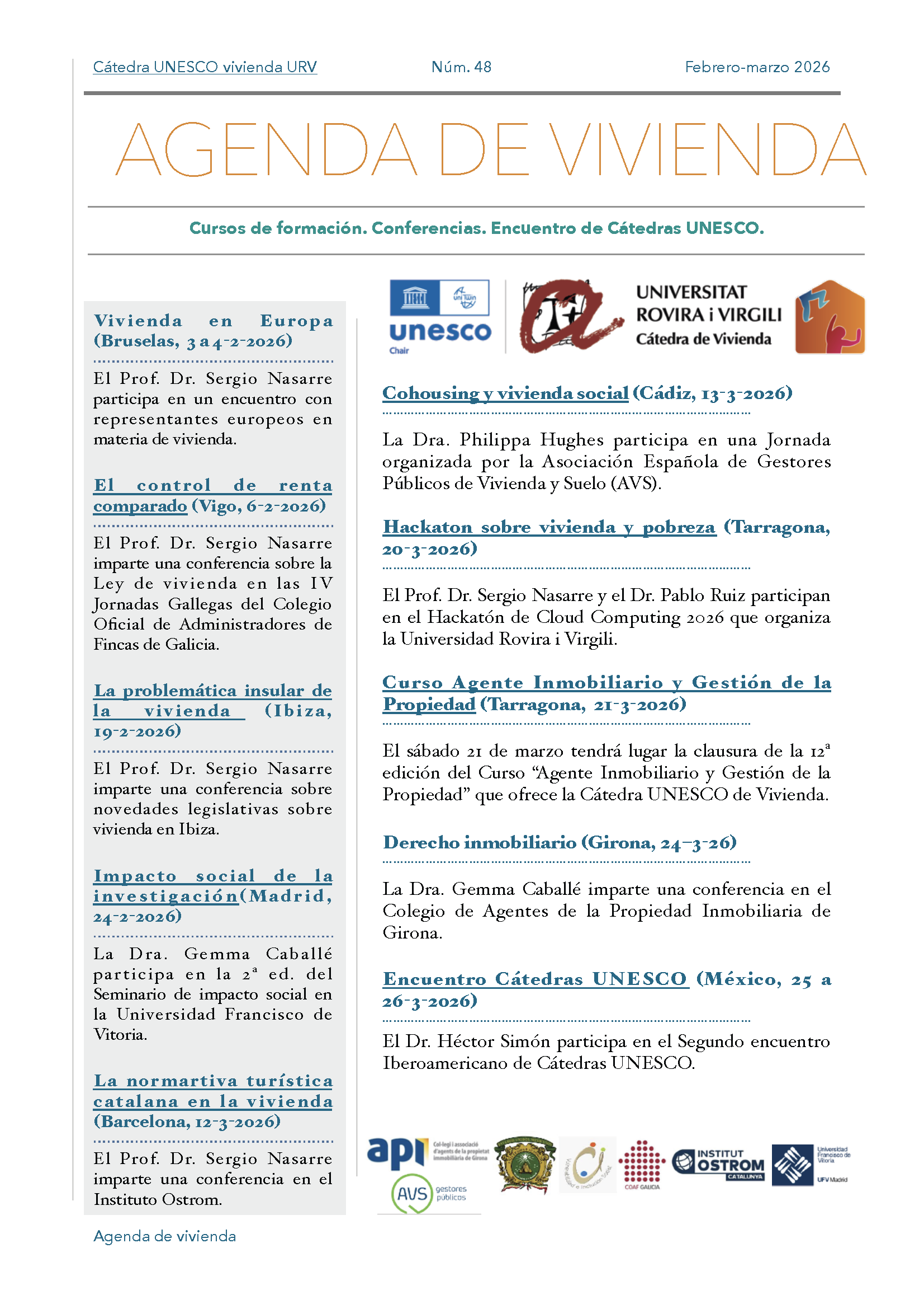 Agenda of the Chair
