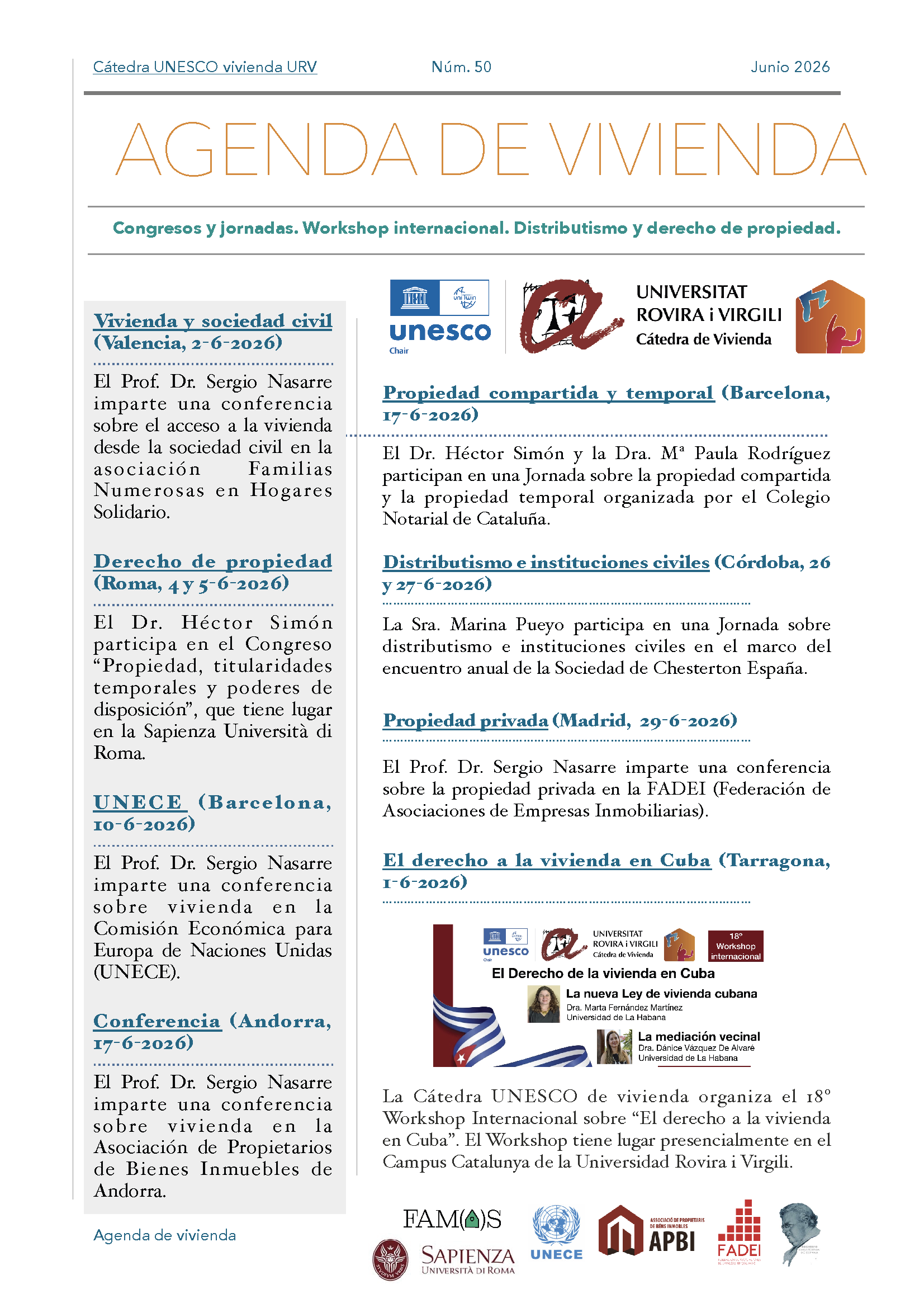 Agenda of the Chair