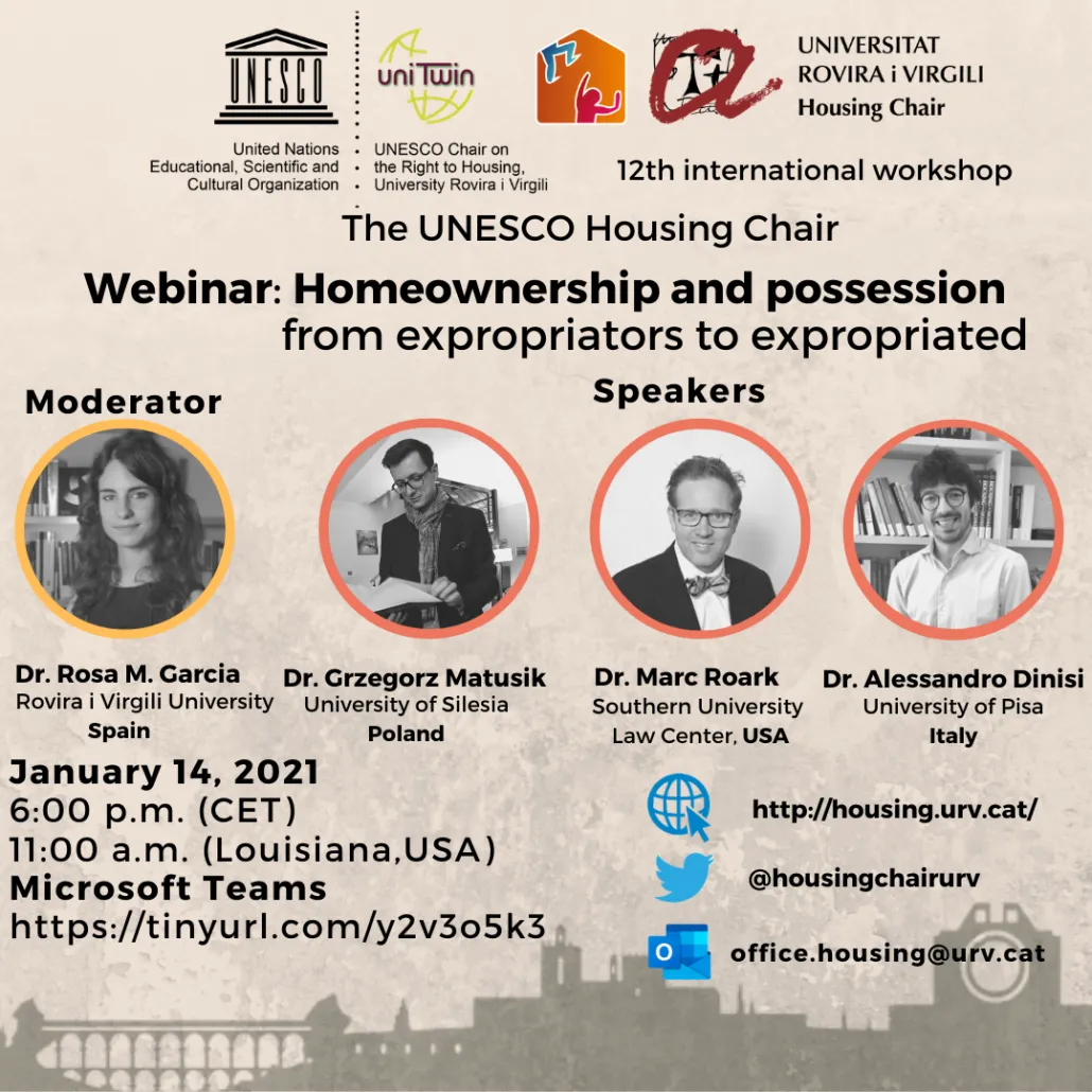 Webinar: “Propietat i possessió de l’habitatge: de expropiadors a expropiats”